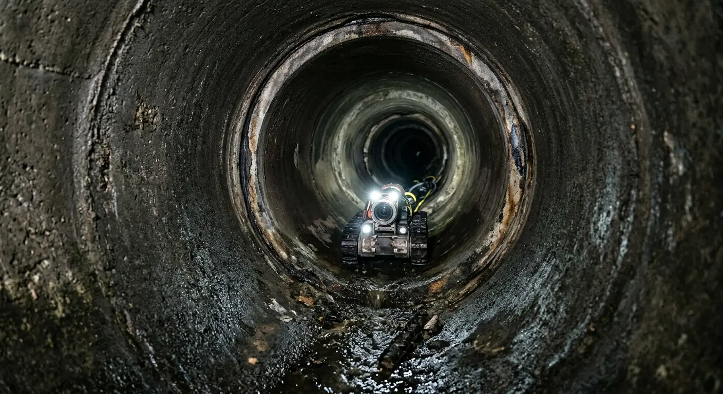 Robotic sewer camera inspecting pipe interior for Sewer Line Repair in Northgate